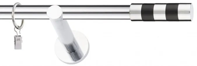 Dekorstudio Chrómová jednoradová garniža čierny VALEC 19mm Dĺžka: 120cm, Typ uchytenia: Držiak modern, Typ príslušenstva: Bez príslušenstva