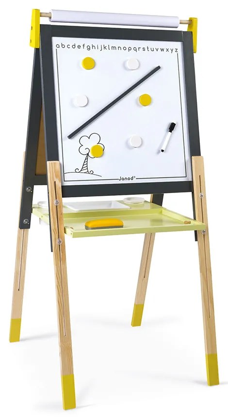 Magnetická obojstranná a polohovateľná  tabuľa - žltá a šedá