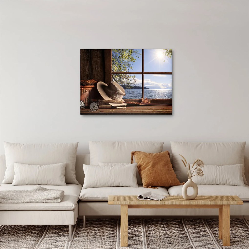 Obraz - Rybárska výbava (70x50 cm)