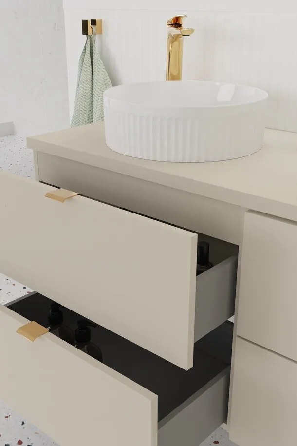 Závěsná skříňka pod umyvadlo Dalia Cashmere Nature s deskou 80 cm kašmírová/dub cremona