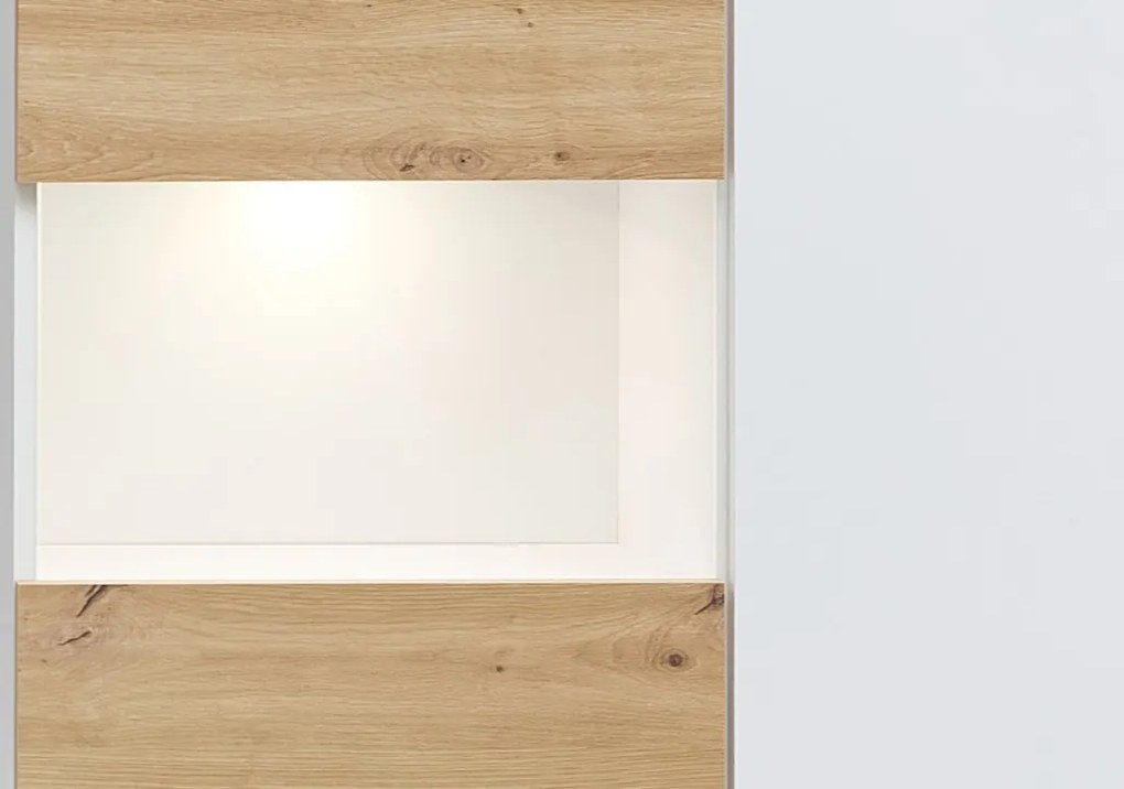 Obývacia stena Heathrow, biela/dub artisan, s osvetlením