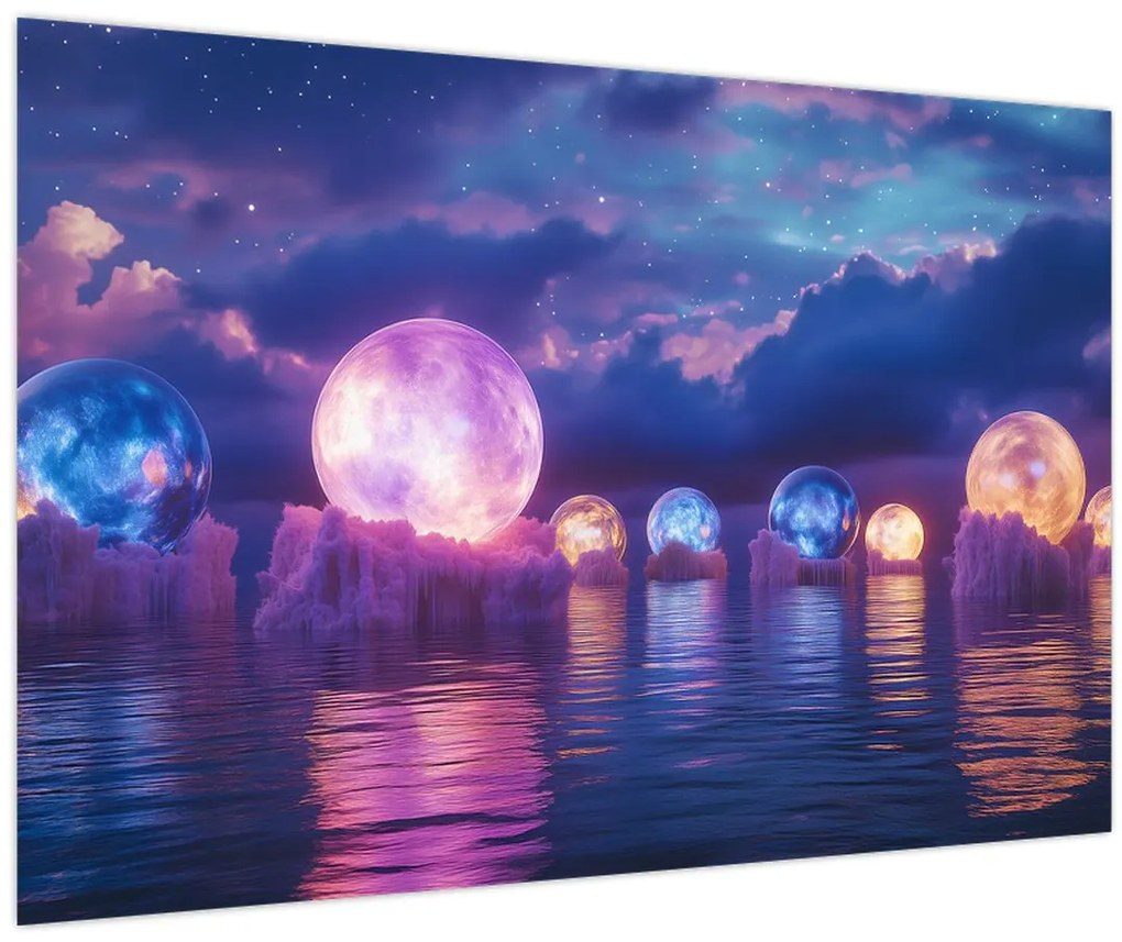 Obraz - Planéty na vode (90x60 cm)