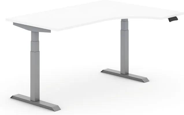 Výškovo nastaviteľný stôl, elektrický, ergonomický pravý, 1600 x 1200 mm, biela