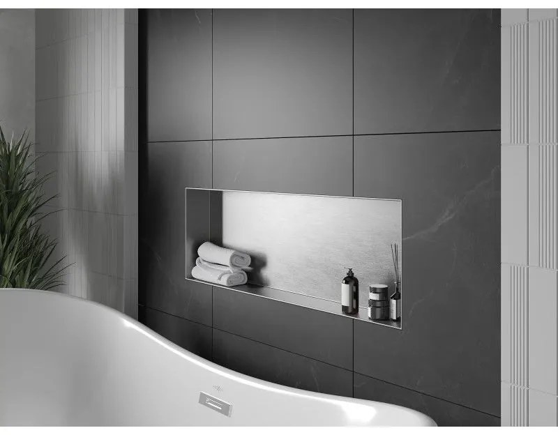 Mexen X-Wall-NR, polička na zapustenie pod obklad bez goliera 90 x 30 cm, oceľová, 1911903010