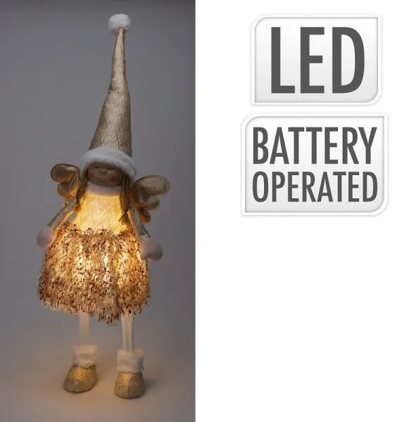 LED anjelka v zlatej farbe 81 cm