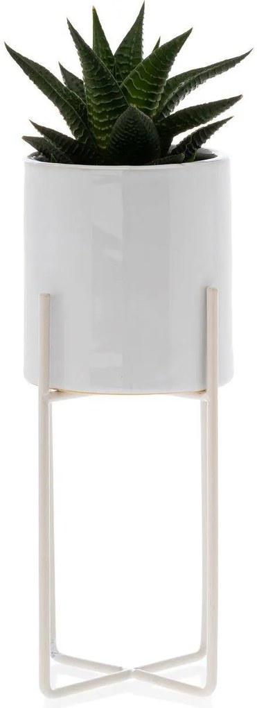 KERAMICKÝ KVETINÁČ SO STOJANOM FLORRI 23,5X10,5 CM BIELA