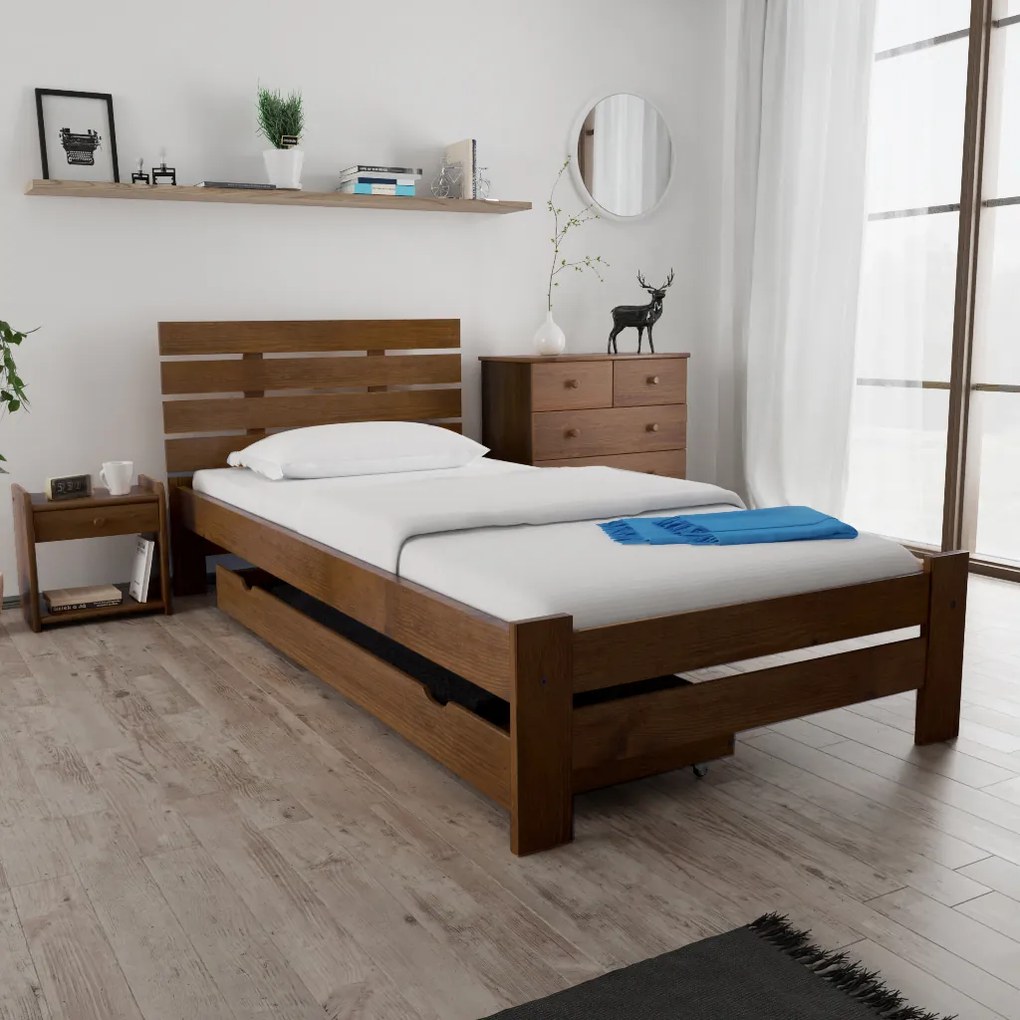 Posteľ PARIS zvýšená 80x200 cm, dub Rošt: S latkovým roštom, Matrac: Matrac COCO MAXI 20 cm