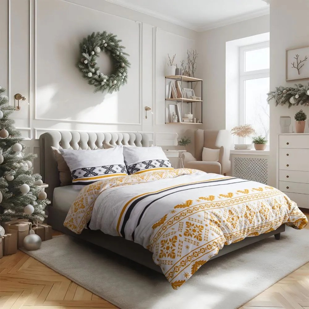 VIANOČNÉ FLANELOVÉ OBLIEČKY FLANELOVE 160X200 CM, 2KS 70X80 CM VZOROVANÉ