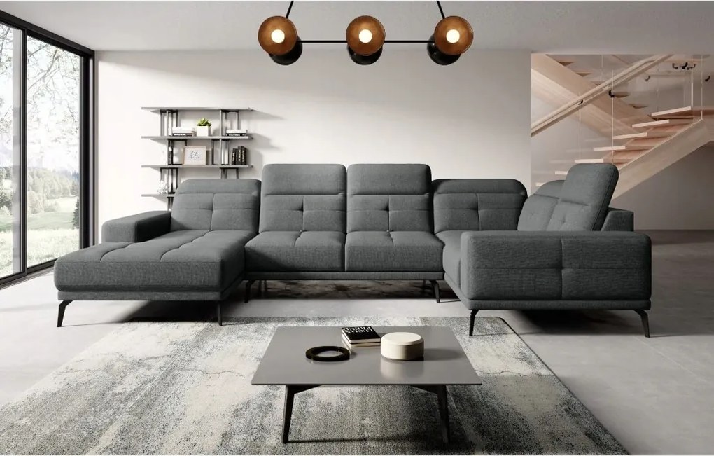 Rohová sedačka v tvare U Nicolette (tmavosivá) (p)