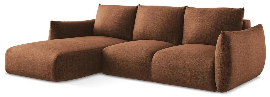 Terakotová rozkladacia rohová pohovka (ľavý roh/s leňoškou) Leila – Makamii