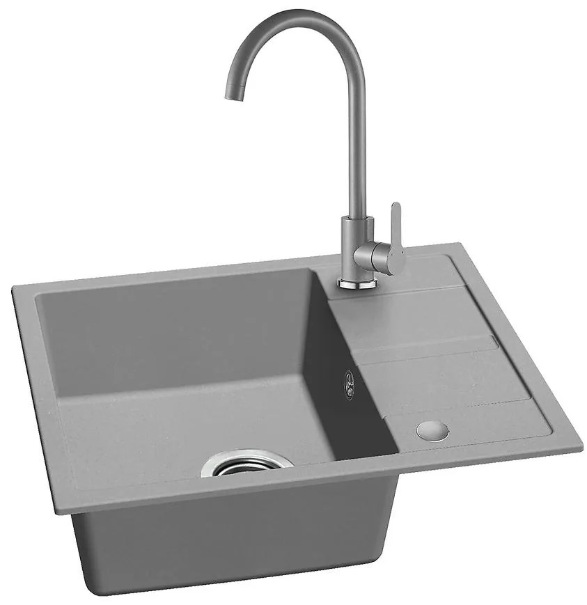 Granitový drez Pico 560x440 sivý + batéria