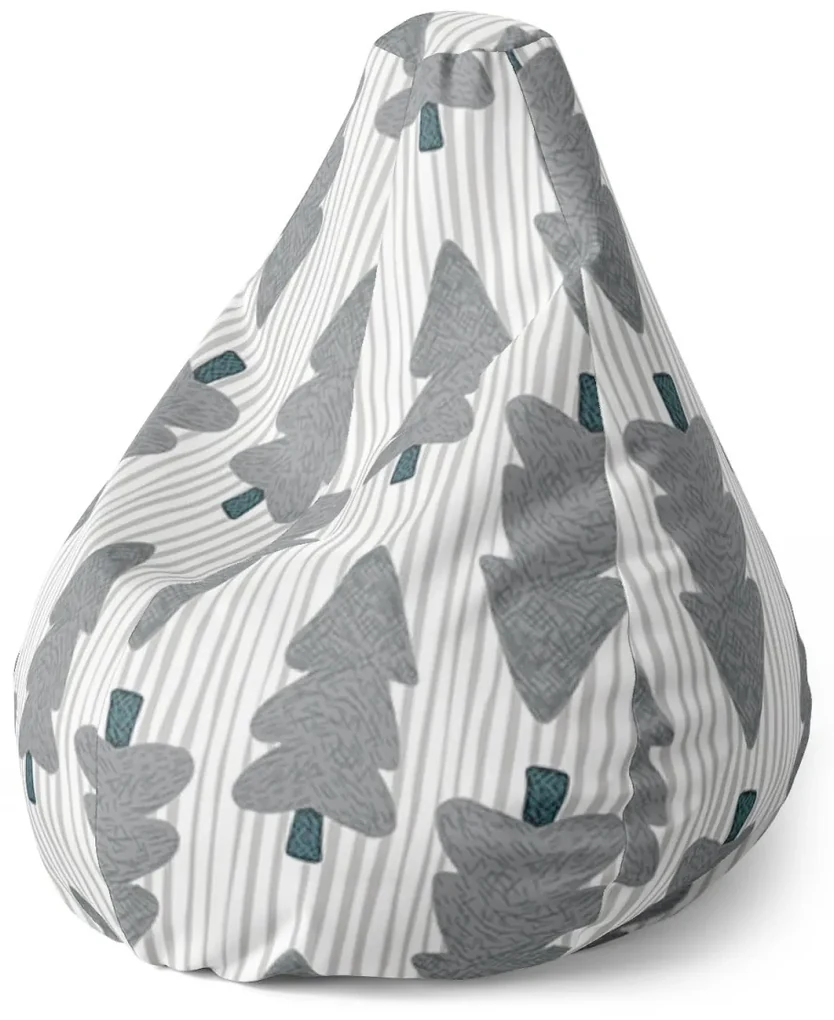 Sablio Sedací vak Pear Sivé stromčeky - 140 x 100 x 25 cm