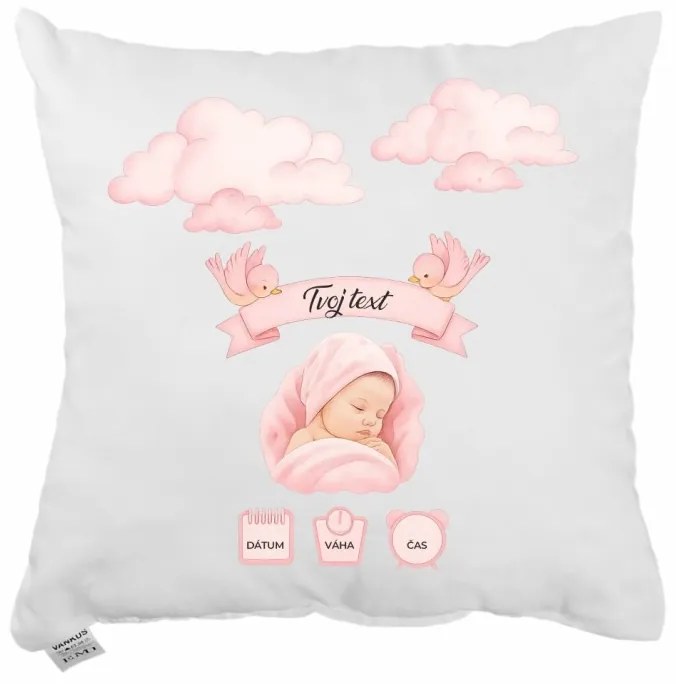 Vankúš s vlastnou potlačou Dievča 40x40 cm EMI