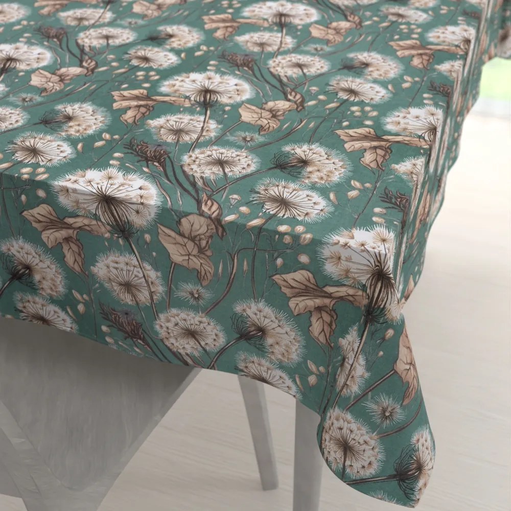 Biante Bavlnený obdĺžnikový obrus Sandra SA-716 Jesenné púpavy na zelenom 100x160 cm