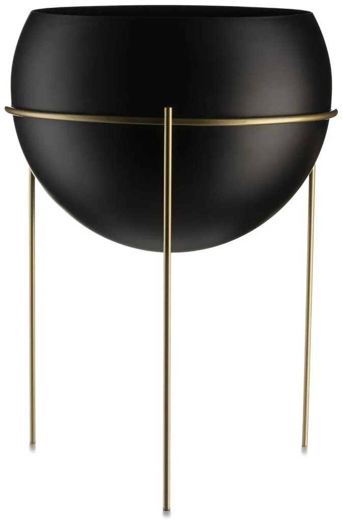 KOVOVÝ KVETINÁČ SO STOJANOM LOFT 39X28 CM ČIERNA/ZLATÁ