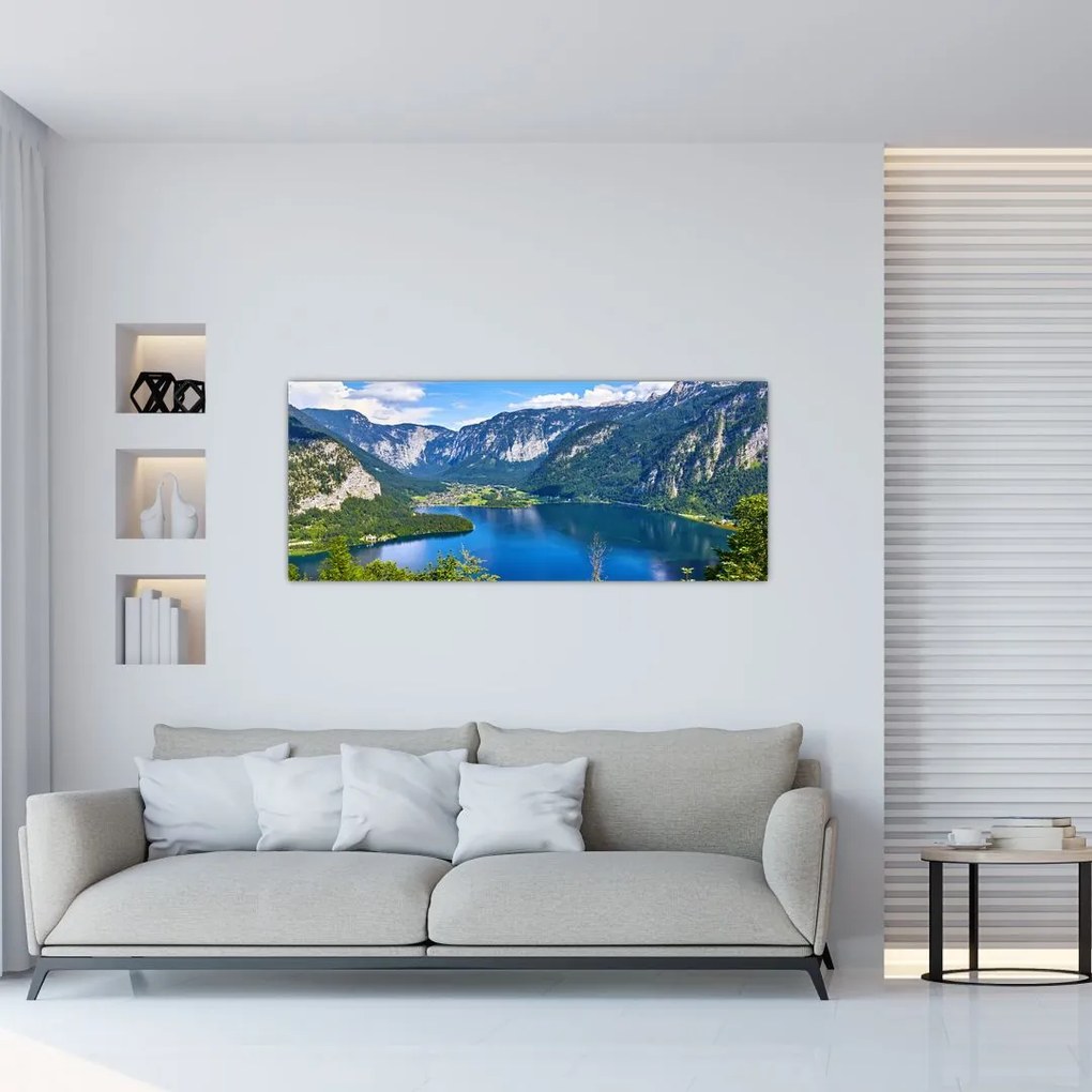 Obraz - Halštatské jazero, Hallstatt, Rakúsko (120x50 cm)