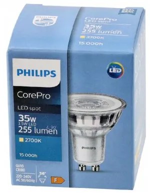 LED žiarovka Philips GU10 - 3,5 W - 255Lm - teplá biela 2700K - CorePro Premium