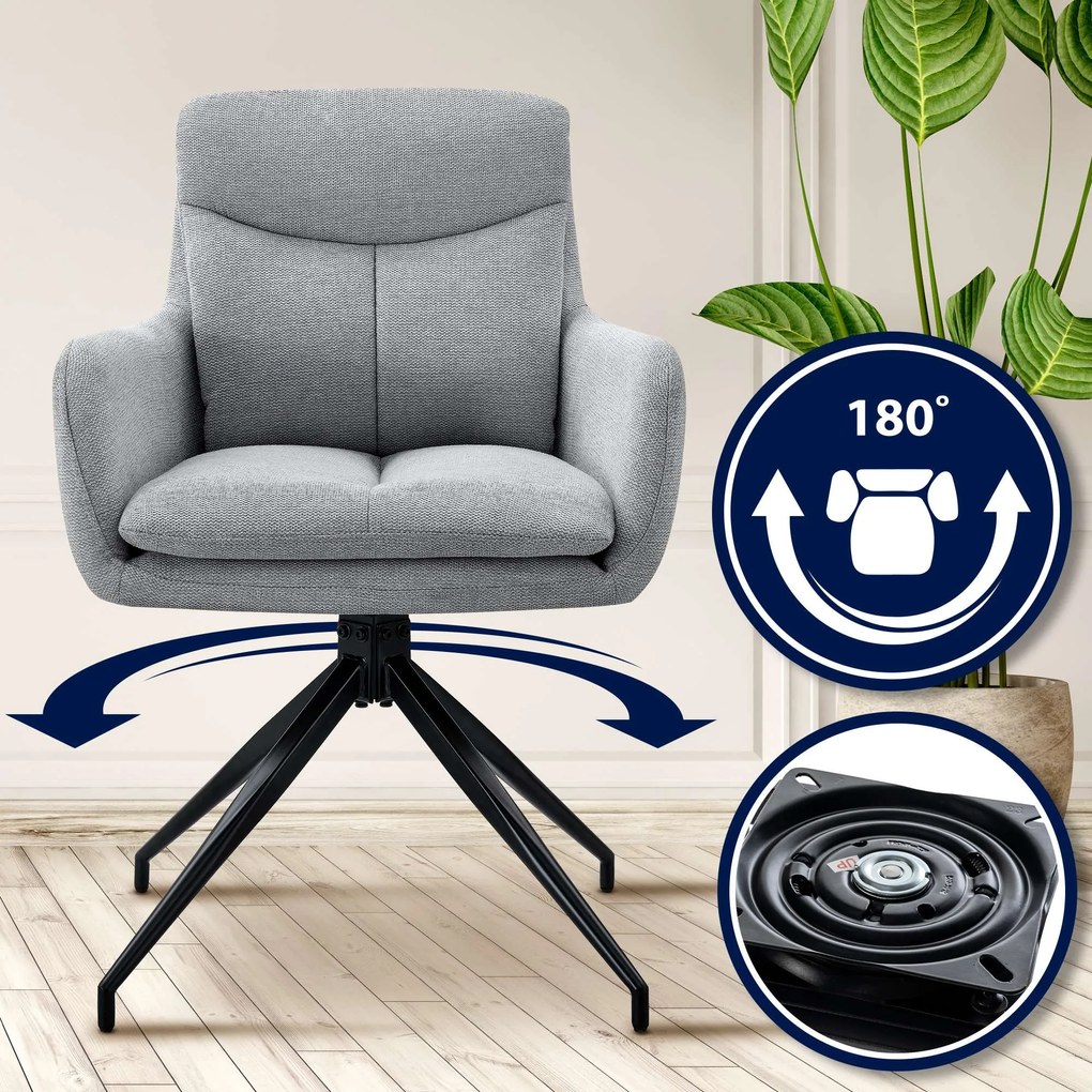 Jedálenská stolička Somers - látka - svetlo šedá