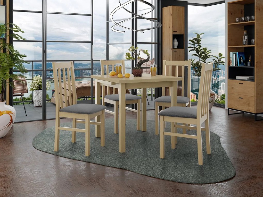 Rozkladací stôl so 4 stoličkami AL14, Morenie: Orech - L, Poťahové látky: 25x - Paros 2