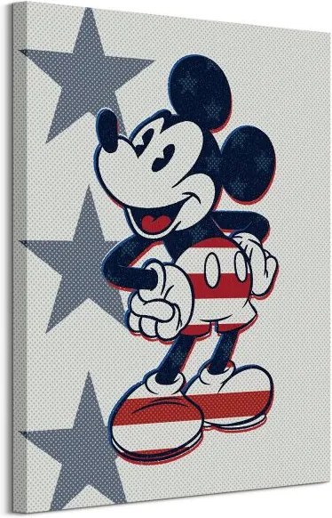 Obraz na plátne Disney Mickey Mouse Retro Stars n' Stripes 60x80cm WDC100473