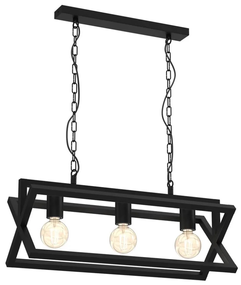 Luster na reťazi ARNOLD 3xE27/60W/230V čierna
