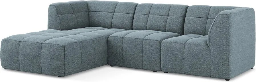 Modrá rohová pohovka z textílie buklé (ľavý roh/s leňoškou) Aloha – Makamii