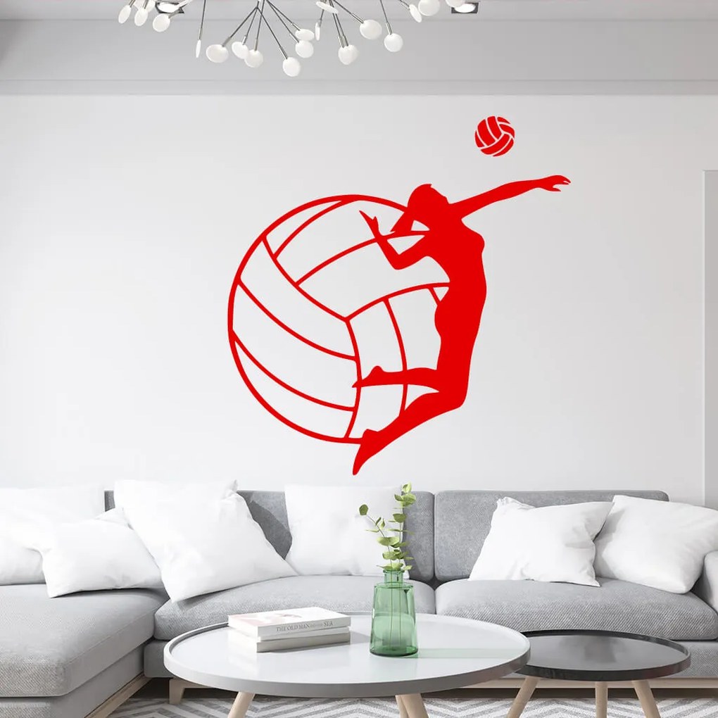Veselá Stena Samolepka Volejbalistka Farba: růžová, Veľkosť: 80 x 83 cm