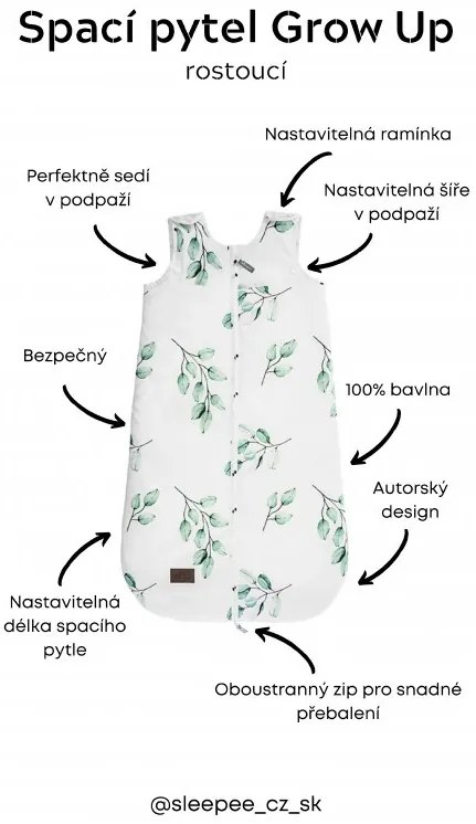Spací vak Sleepee Grow Up Eukalyptus