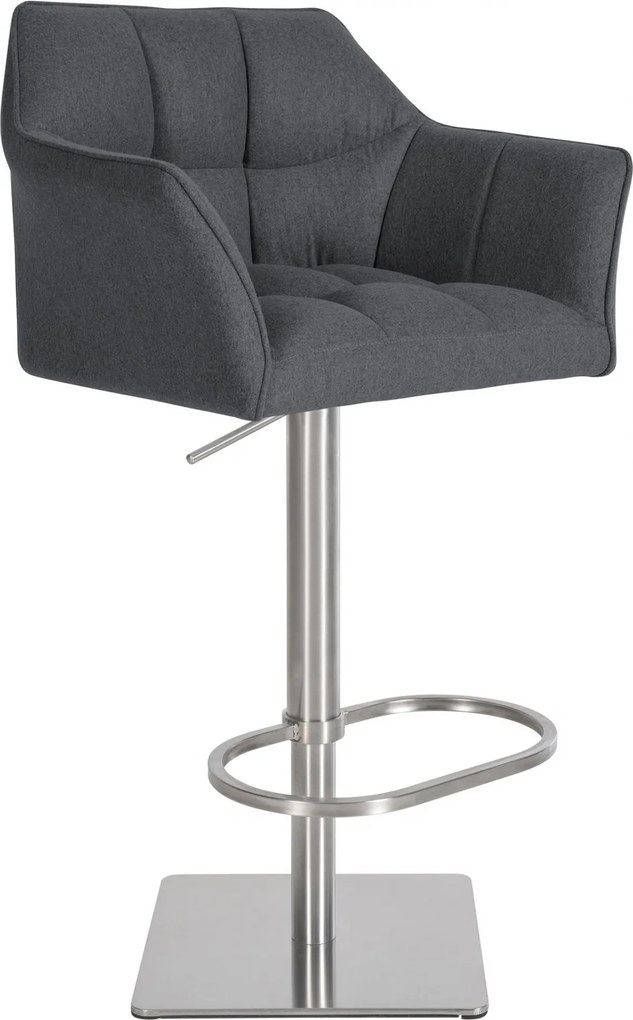 Barová stolička Damaso E - filc, nerez rám - Sivá