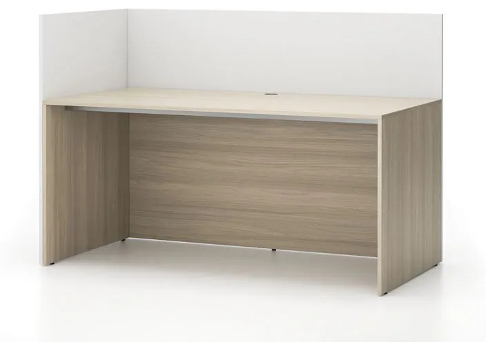 Kancelárska zostava single s paravánom SEGMENT, ľavá, dub prírodná/biela