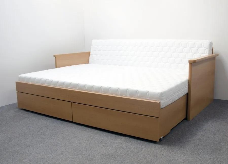 BMB TANDEM JORA s roštom a úložným priestorom 90 x 200 cm - rozkladacia posteľ z lamina s podrúčkami, lamino