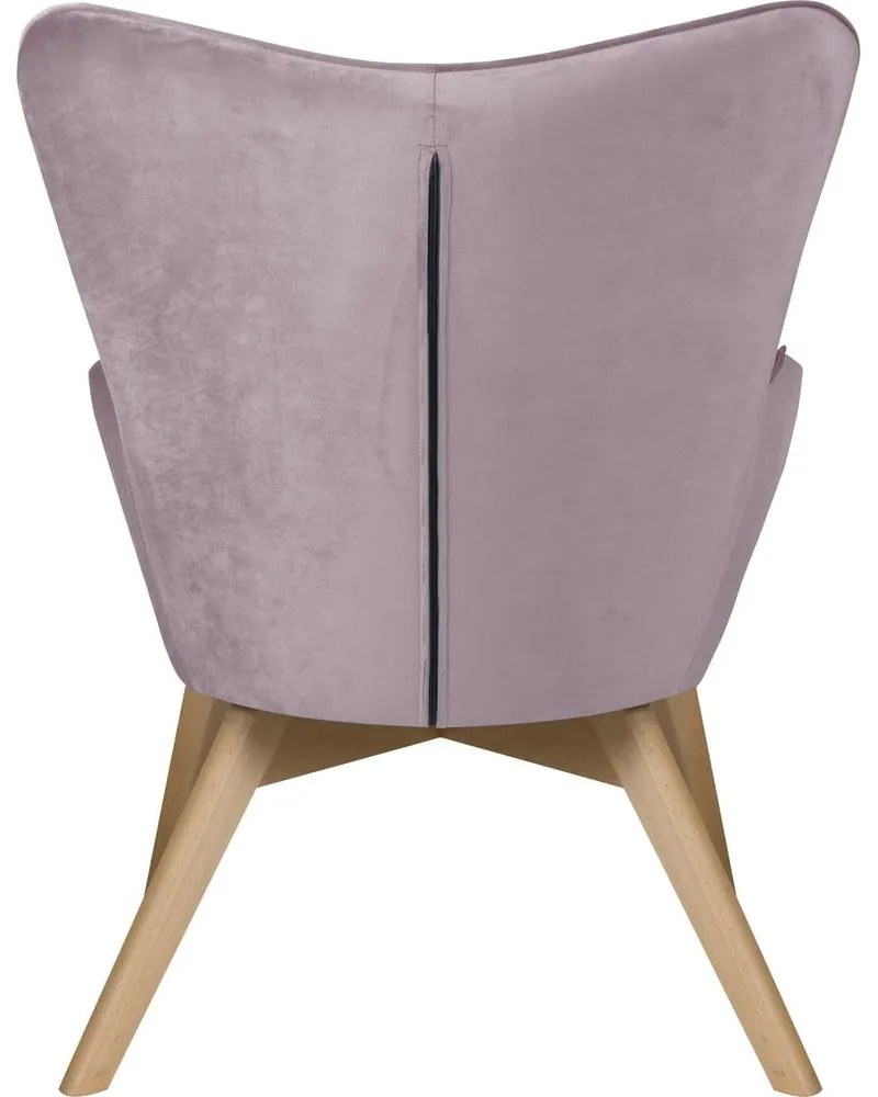 Zamatové kreslo s podnožkou v levanduľovej farbe Niko – Ropez