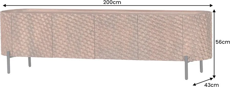 Dizajnový TV stolík Zaxson 200 cm hnedé mango