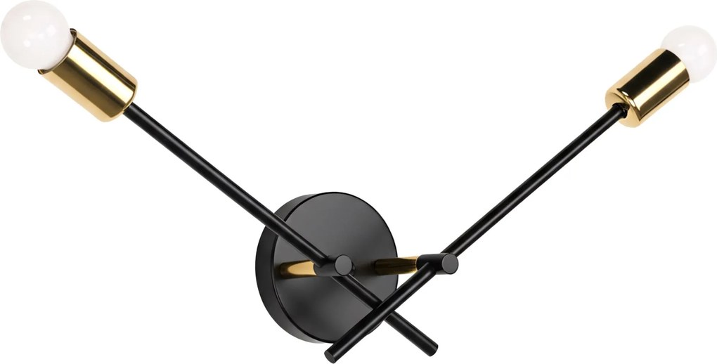 Toolight Toolight, nástenné svietidlo 2xE27 APP1119-2W, čierna-zlatá, OSW-01642