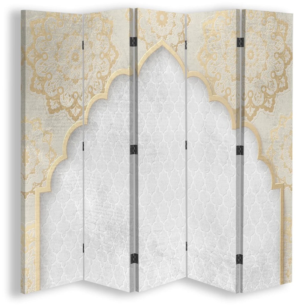 Gario Paraván Orientálny vzor v zlatej farbe Rozmery: 145 x 170 cm, Prevedenie: Otočný paraván 360°