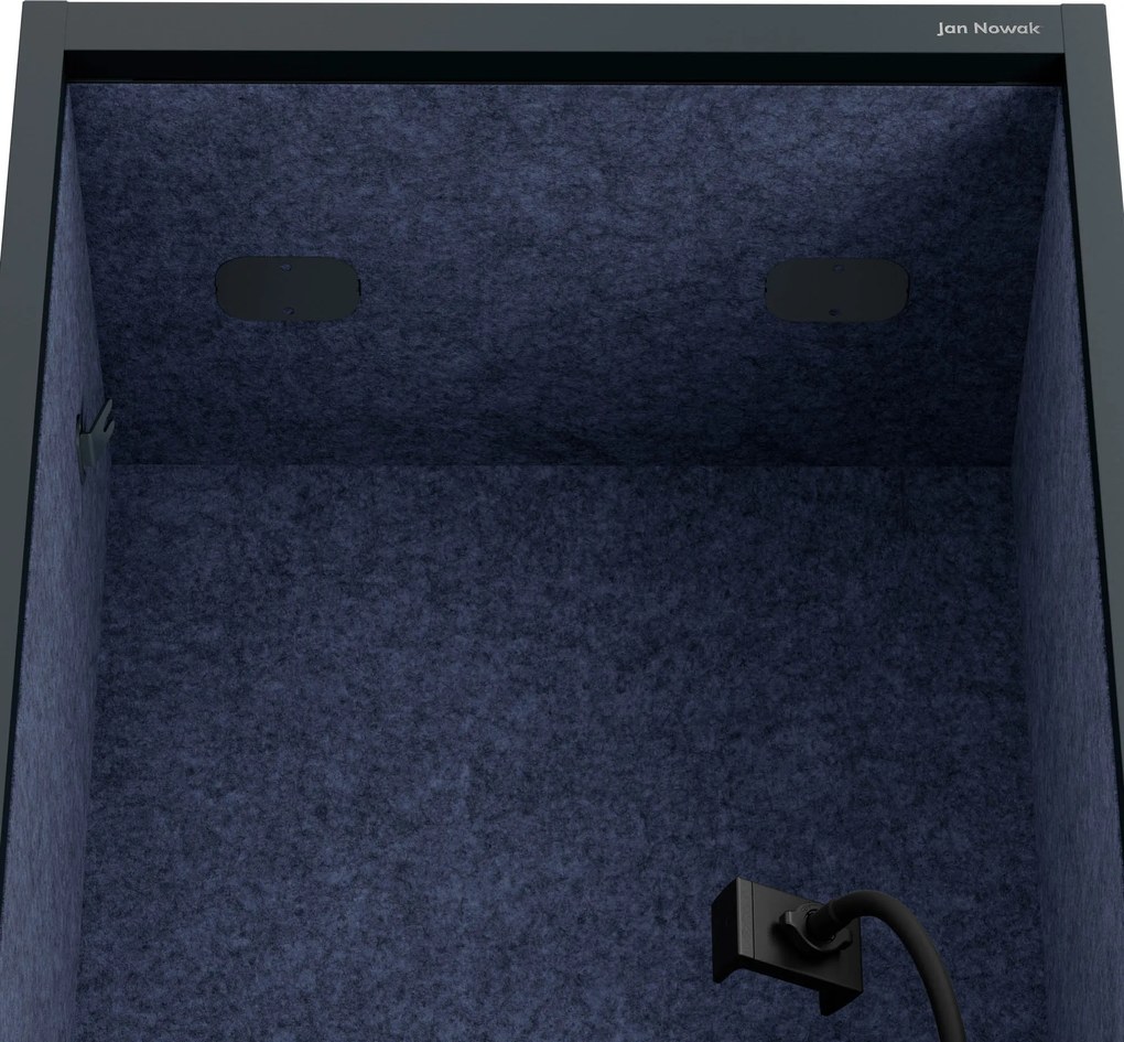 Akustická kabína SALLY MentalBox 600 mm – antracitový korpus, tmavomodré sedadlo