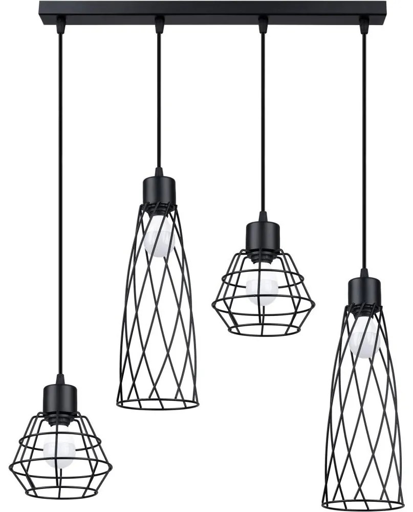 Sollux SL.1167 - Luster na lanku SUBA 4xE27/15W/230V čierna