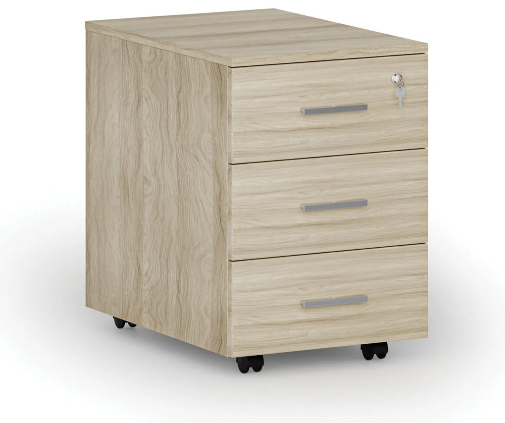 Kancelársky mobilný kontajner SOLID, 3 zásuvky, dub prírodný
