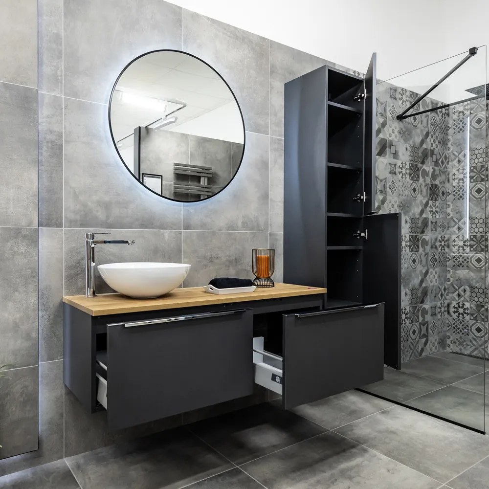 Mereo, Mereo Mailo, kúpeľňová skrinka 81 cm, chróm madlo, Multidecor, Biela Arctic, MER-CN591SBIAA