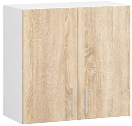 Kuchynská linka LIMA s vitrínou 2.4 m biela / dub sonoma