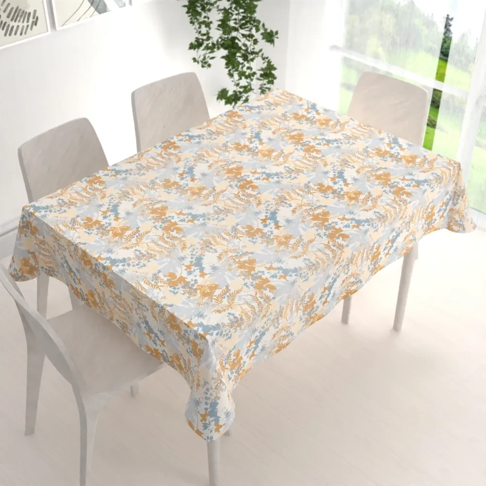 Biante Zamatový obdĺžnikový obrus Tamara TMR-043 Hnedo-modré designové rastliny 100x140 cm