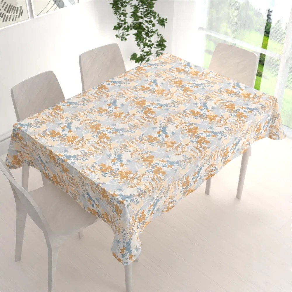 Biante Zamatový obdĺžnikový obrus Tamara TMR-043 Hnedo-modré designové rastliny 100x160 cm