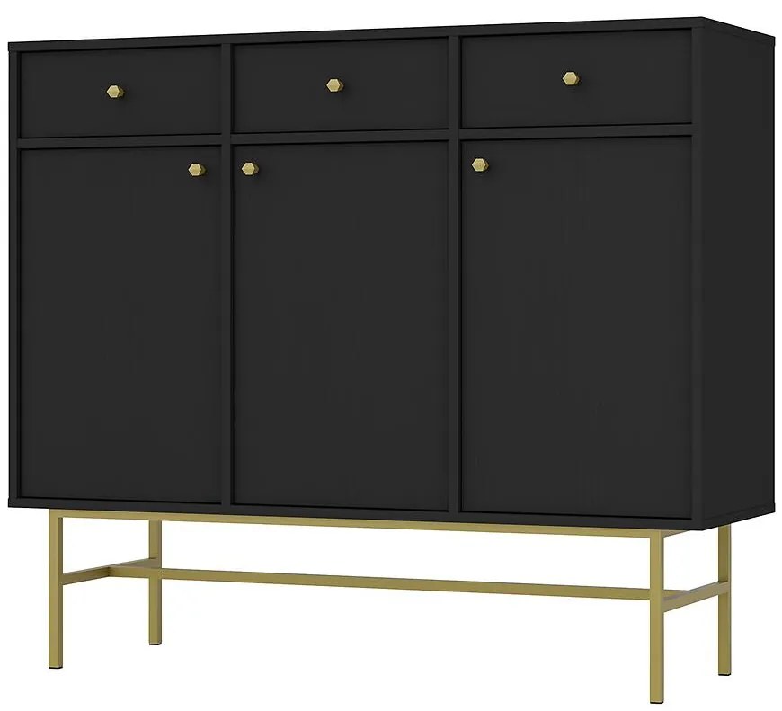 Komoda Tokyo 3  3F 3S čierny grafit 827