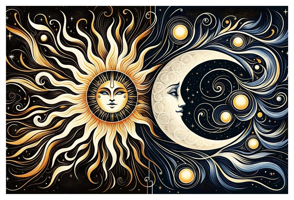 Obraz slnko a luna