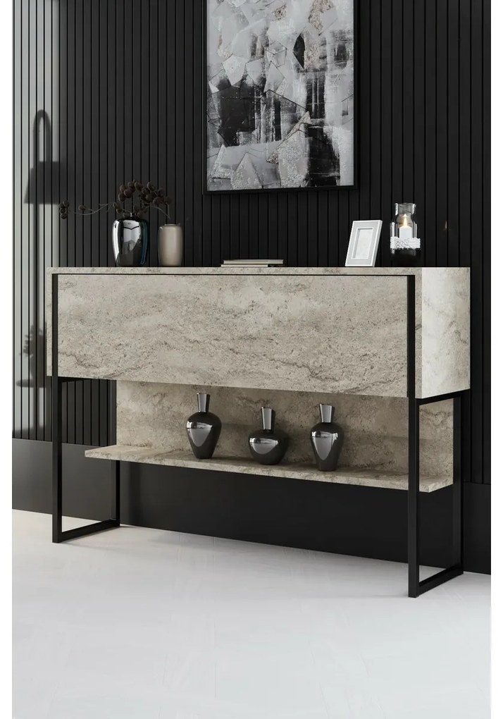Komoda Luxe Travertine and Black