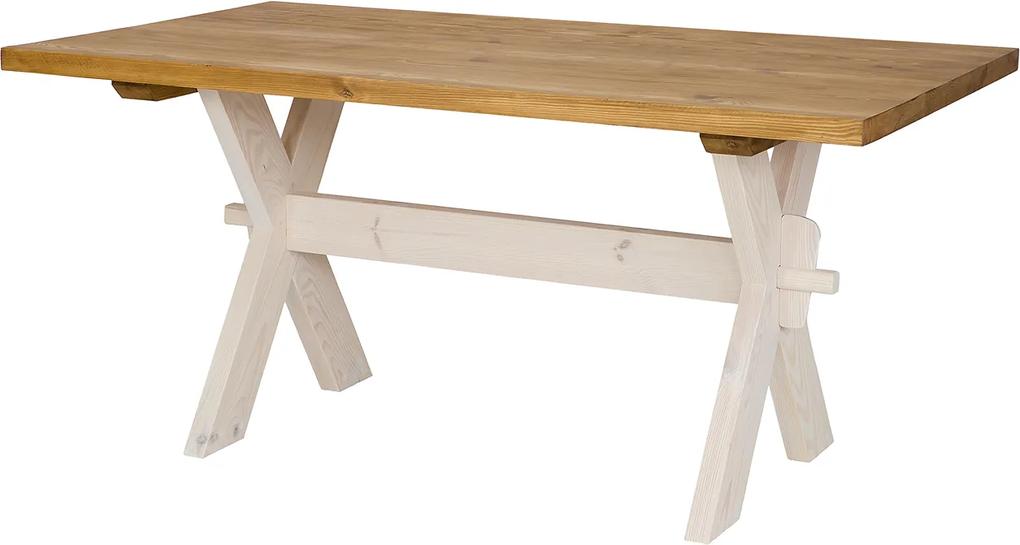 WOSK Jedálenský stôl z masívu MES16 - 180 x 90 cm Farba nábytku:: K03 - Biela Patina, Farba dosky:: K01 - Svetlý vosk