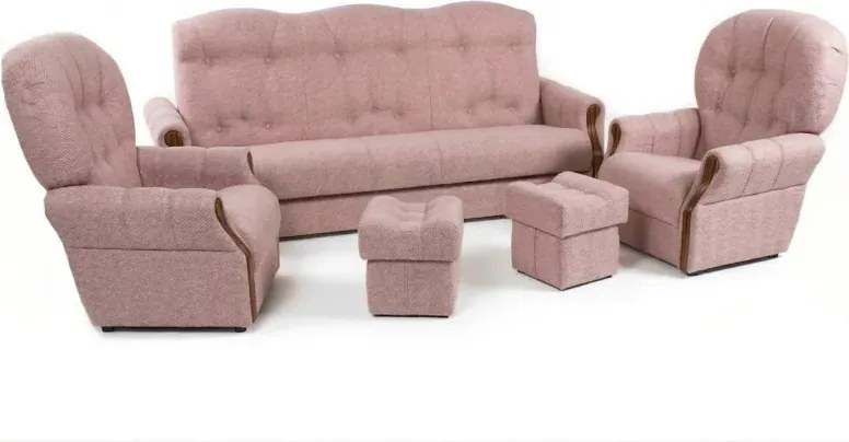 Sedacia súprava Carington, ružová (twist 16/orech)