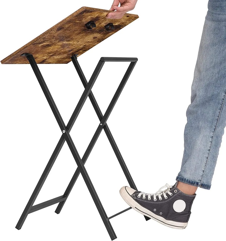Skladací odkladací stolík Vasagle Abby 48 cm hnedý/čierny