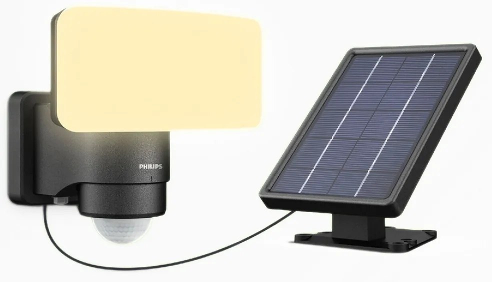 Philips Tylus UltraEfficient Security solárny LEDreflektor, senzor, čierna, 6 W, 1000/50 lm, 3000 K