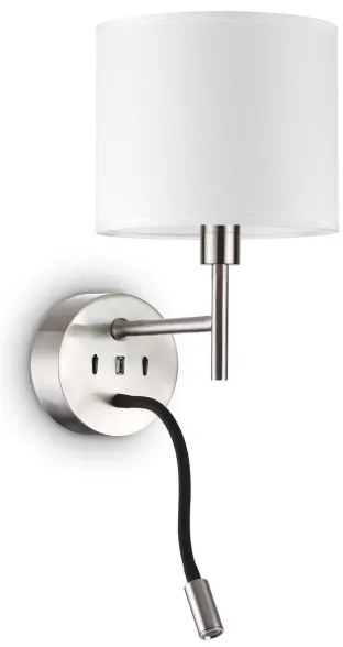 Ideal Lux - LED Flexib. lampa s montúrou SET UP 1xE27/42W+LED/3W/230V USB chróm